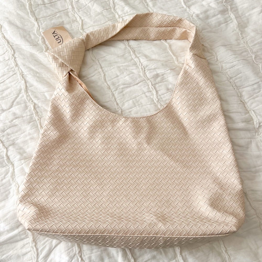 (Ulta) NWT cream weave woven textured one strap shoulder bag hobo purse